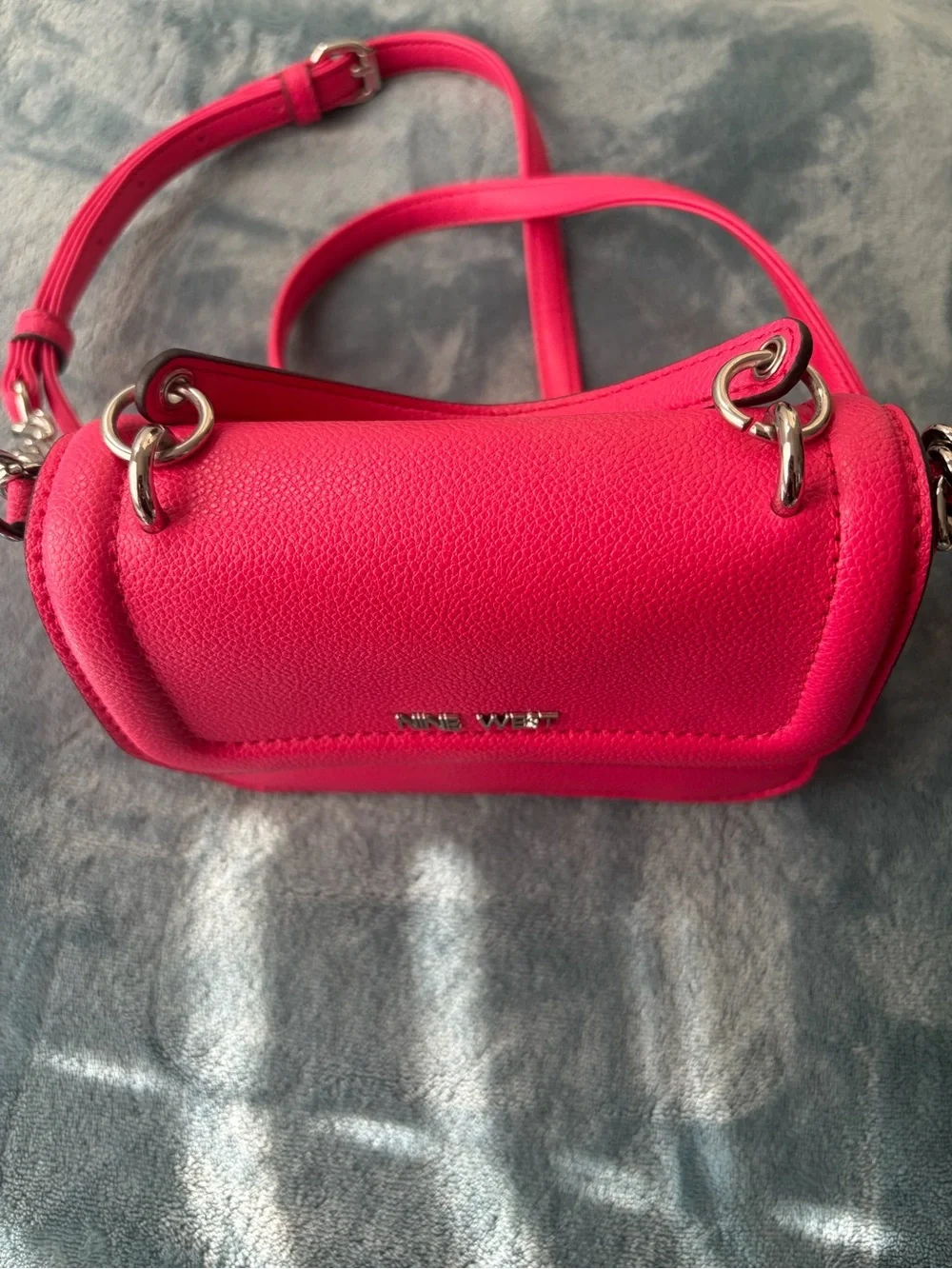 Nine West Hot Pink Crossbody Bag with silver Hardware